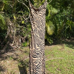 Animal print cowl neck midi dress